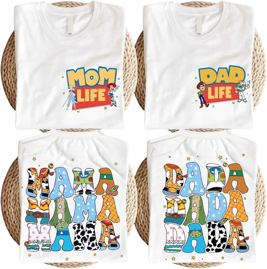 Cartoon Theme Mom & Dad Shirt, Mom Life Dad Life Matching Tee, Mother's Day Shirt, Shirt