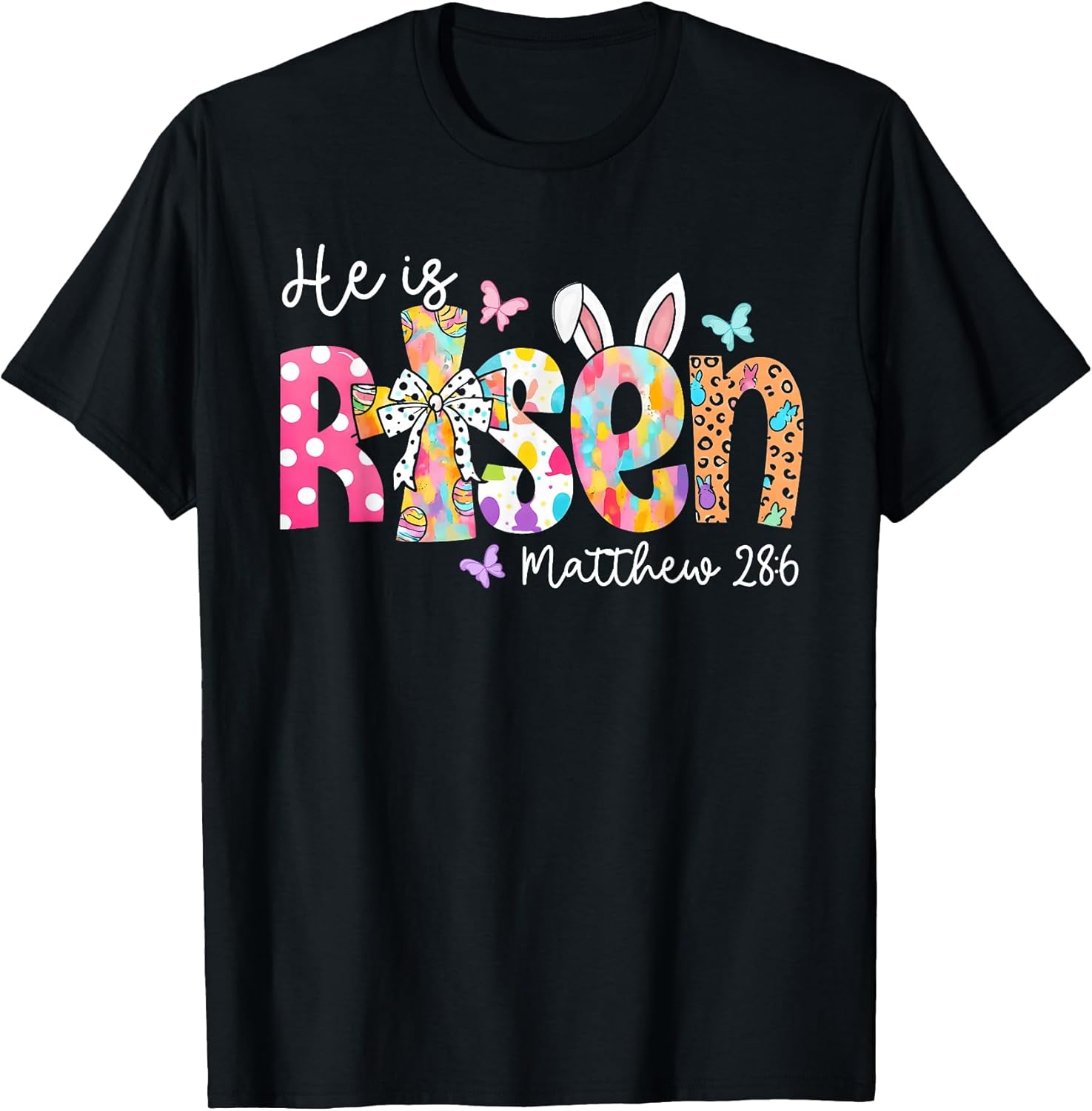He is Risen Jesus Christian Happy Easter Day Women Girl Kids T-Shirt