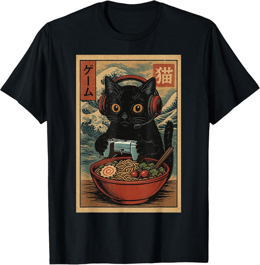 Retro Japanese Style Gaming Cat Anime Otaku Fan
