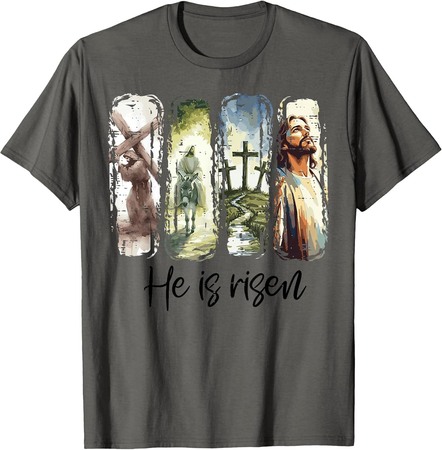 Easter Jesus He is Risen 4 Scenes Christian Men Women Kids T-Shirt