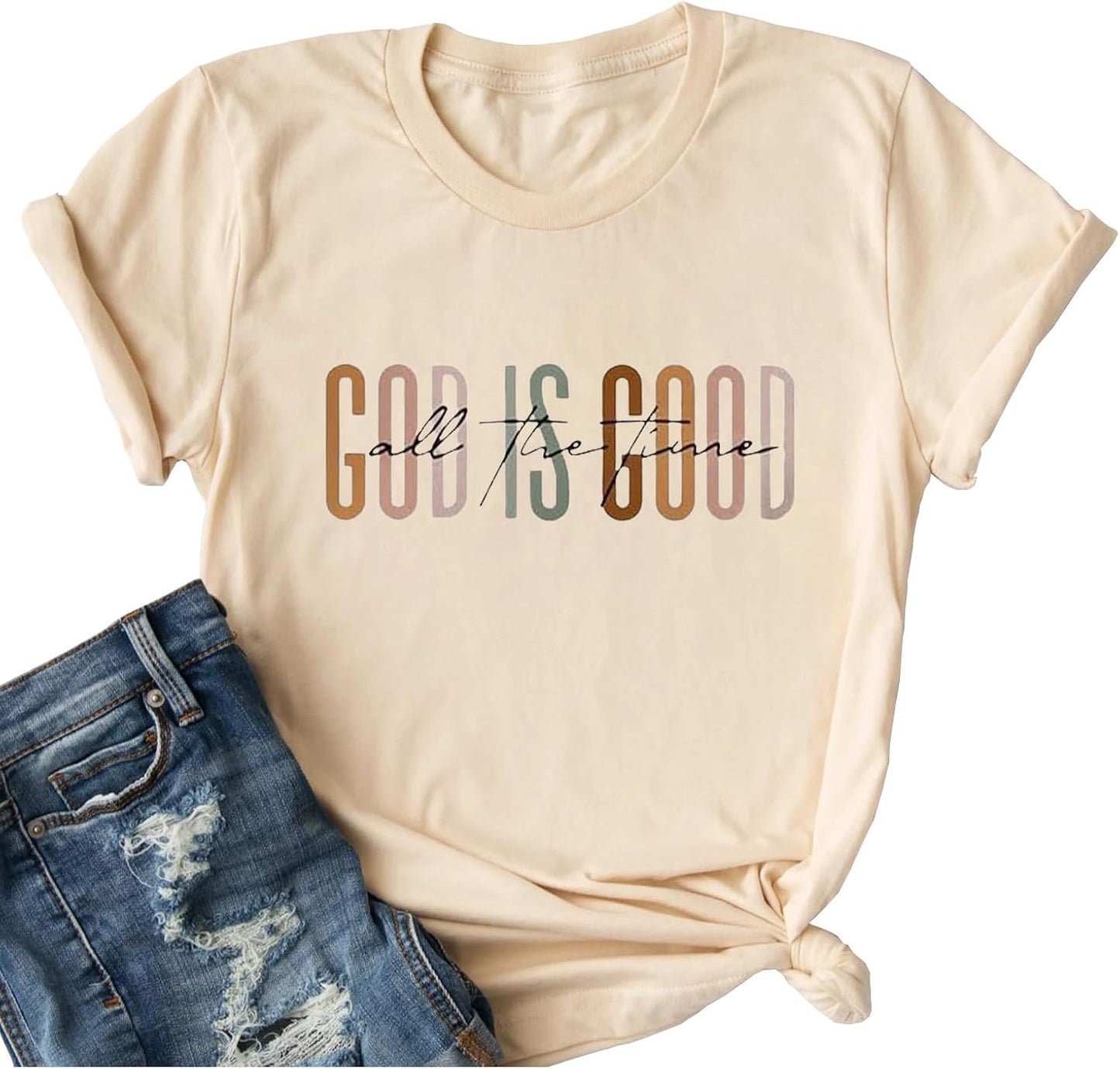 Christian Shirts Faith Can Move Mountain Shirt God is Good Graphic Tees Easter Shirts for Women Jesus Tees
