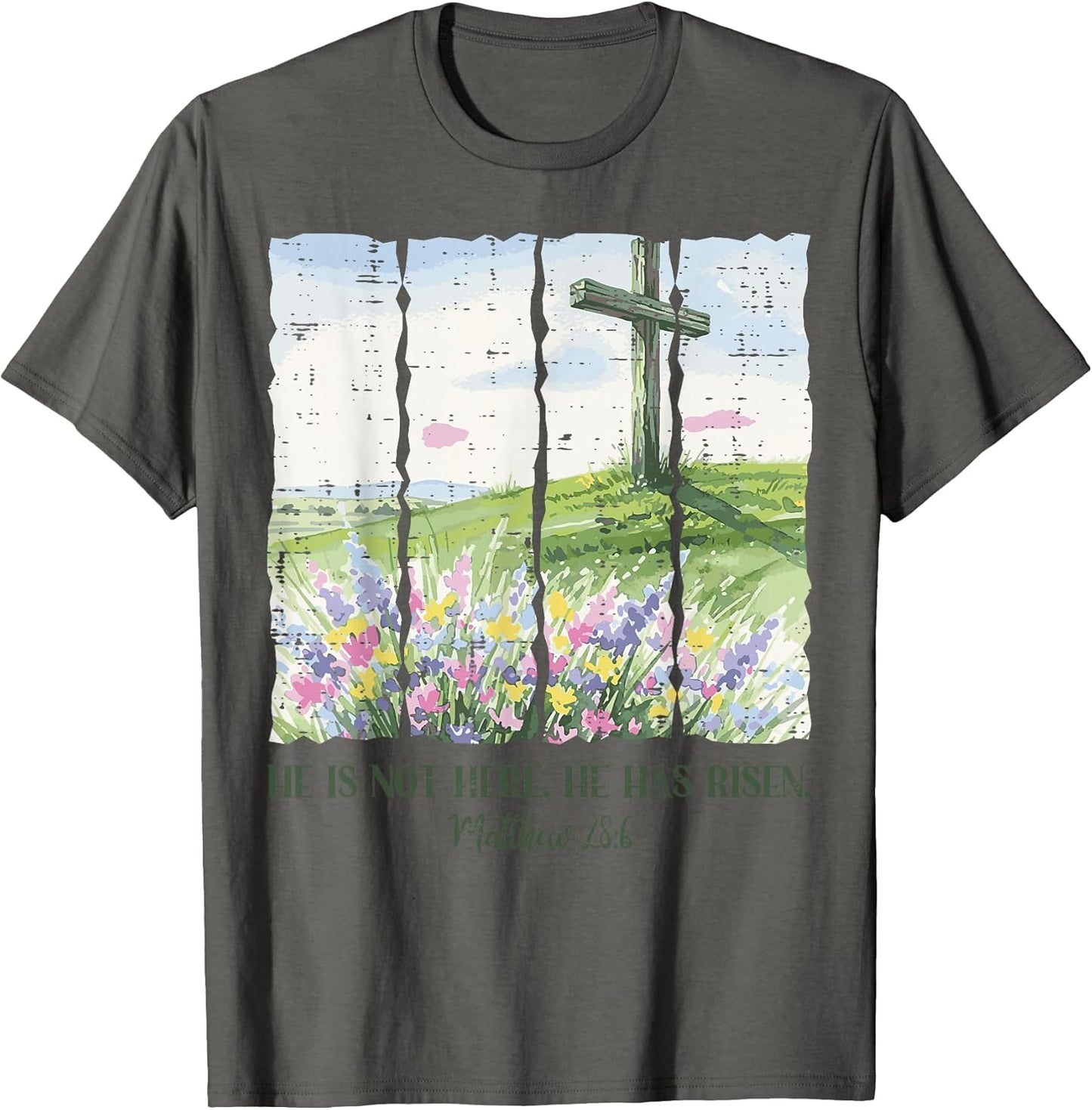 Easter Cross Hill Flowers He is Not Here Women Men Kids T-Shirt