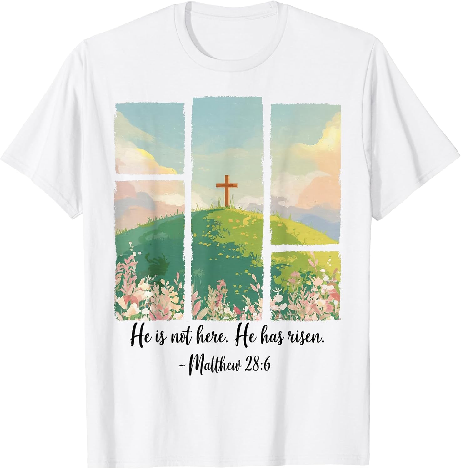Christian Easter Men Women Kids Jesus Cross He Is Risen T-Shirt