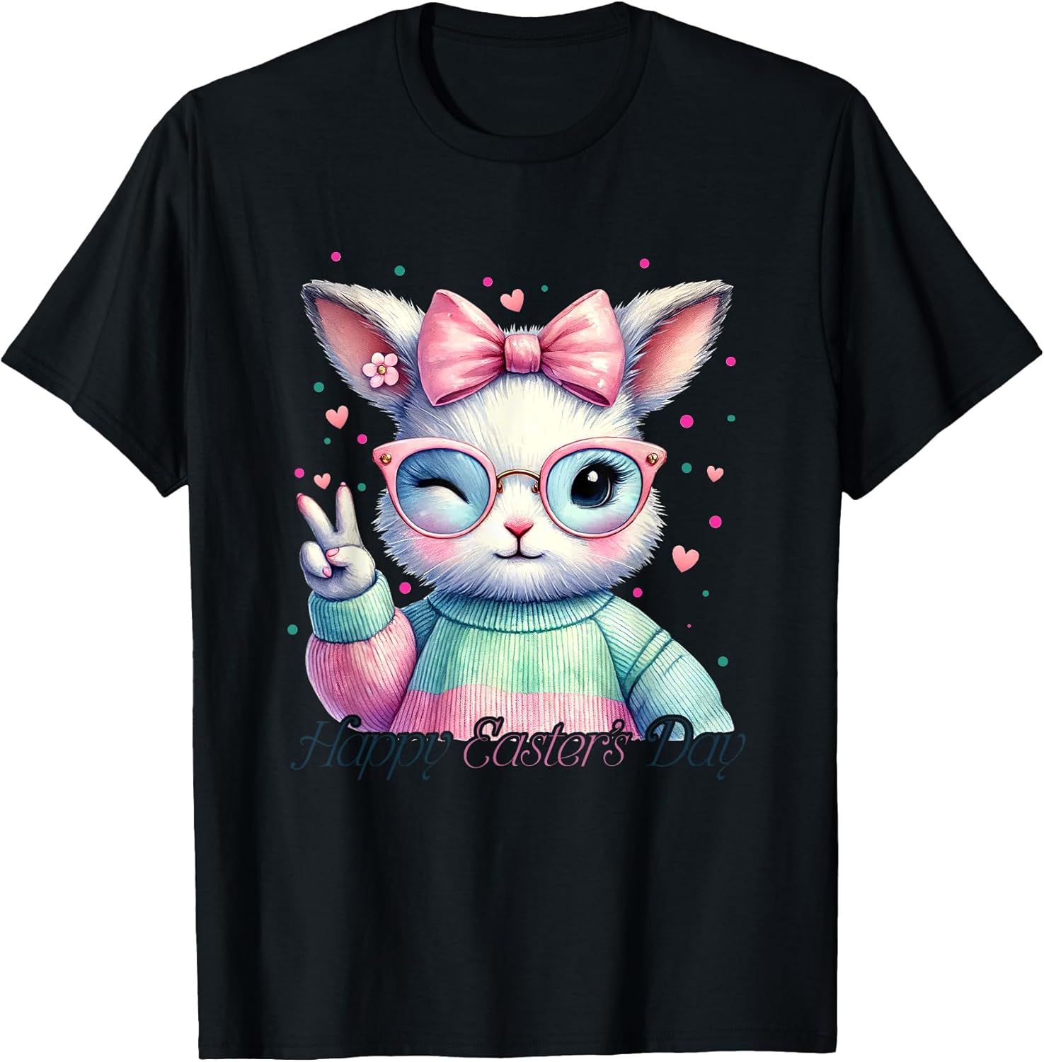 Happy Easter's Day Cute Bunny Pastel Colors T-Shirt