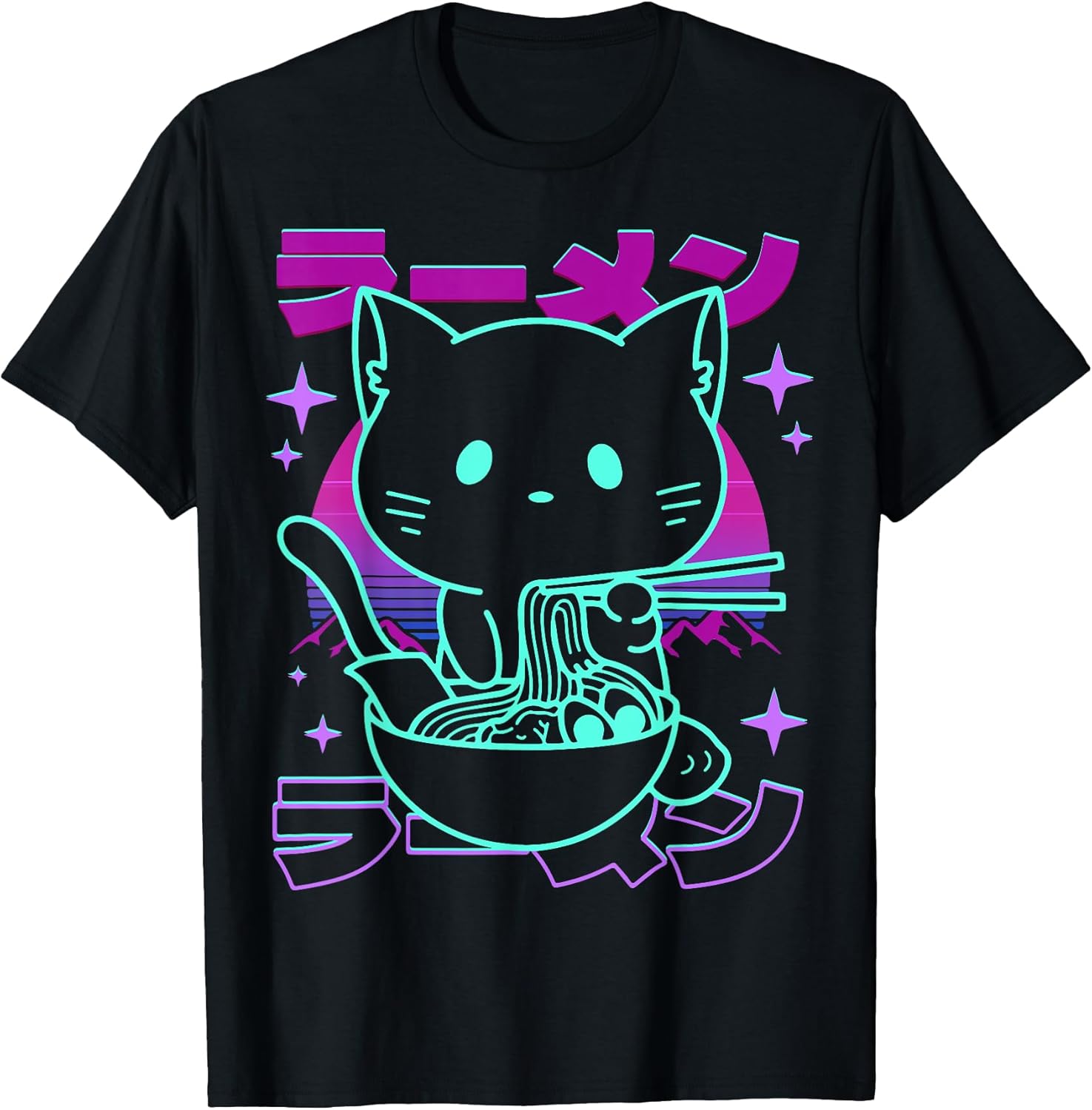 Anime Ramen Cat Retro Japanese Noodles Aesthetic