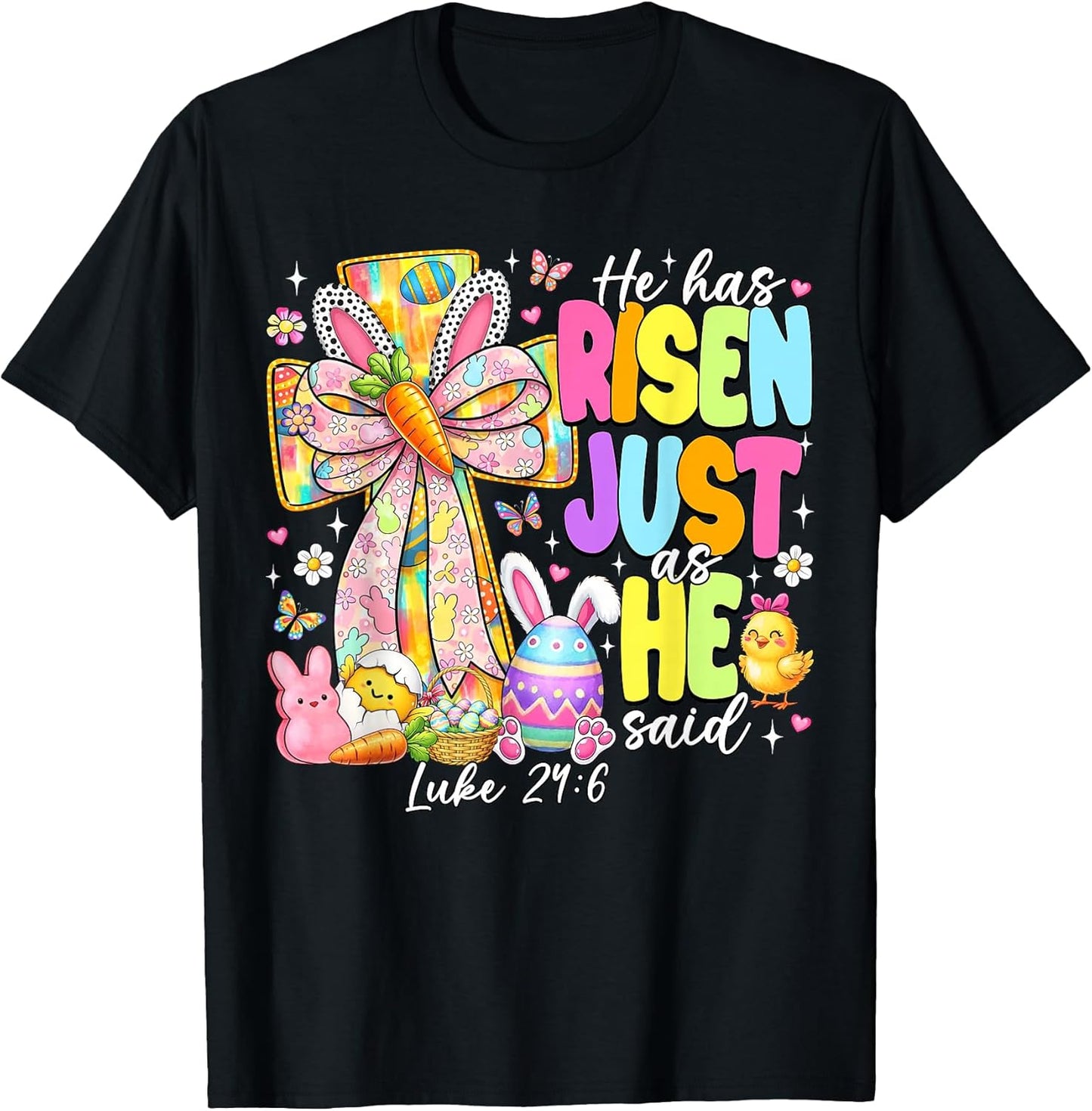 He Has Risen As He Said Bunny Cross Easter Jesus Christian T-Shirt