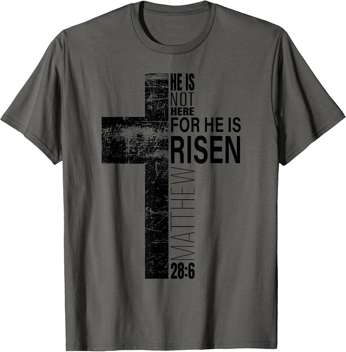 He is Risen Christian Dad Easter Bible Verse Cross Graphic T-Shirt Small
