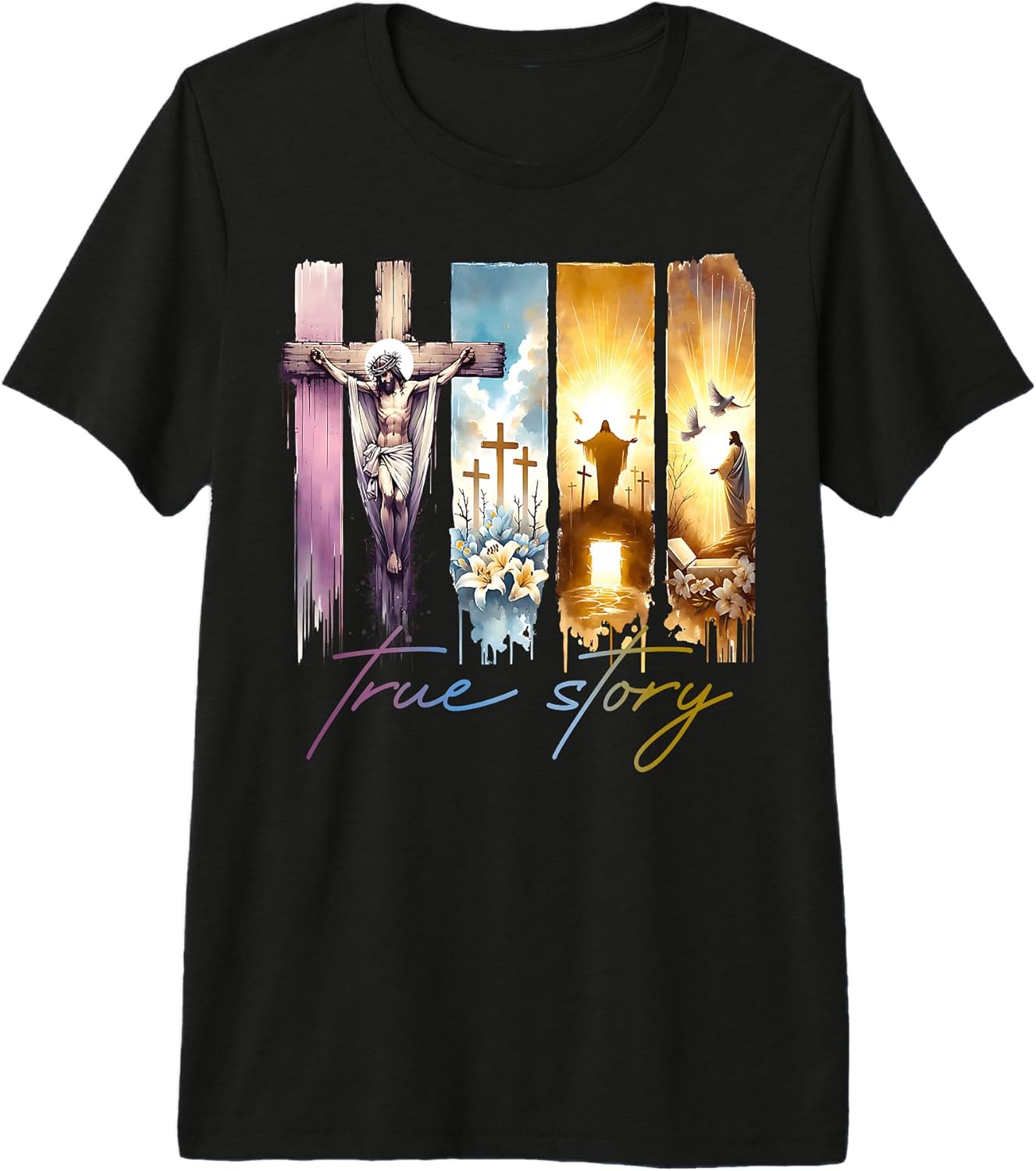 Easter True Story Jesus Cross Risen Christian Family Easter Premium Tri-blend T-Shirt