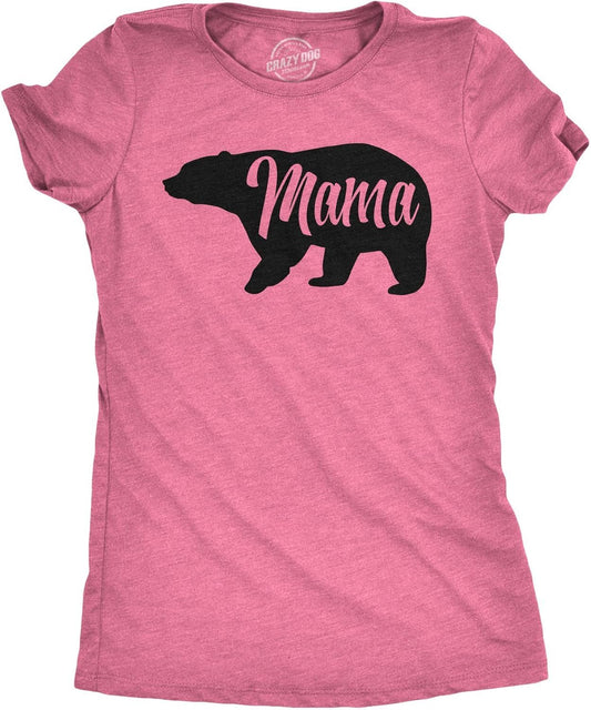 Womens Mama Bear T Shirt Cute Funny Best Mom of Boys Girls Cool Mother Tee