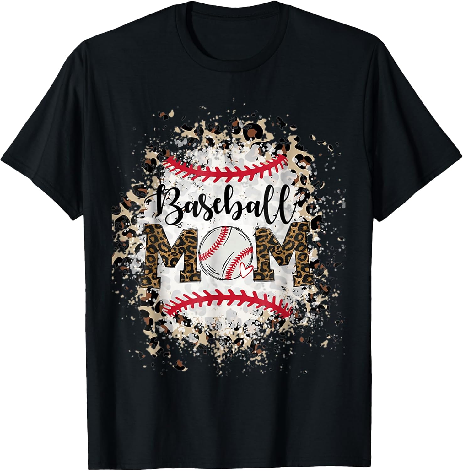 Bleached Softball Baseball Mom Leopard Tee