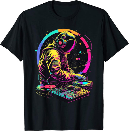 Retro Astronaut DJing Planets EDM Space DJ Graphic