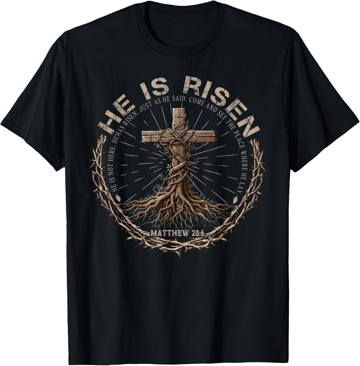 Easter Jesus He is Risen Cross Christian for Men Women Kids T-Shirt