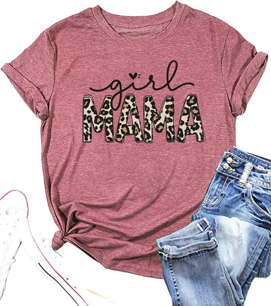 Mama Shirts Women Mother's Day T-Shirt Mom Shirts Funny Letter Print Tee Shirts Tops Blouse
