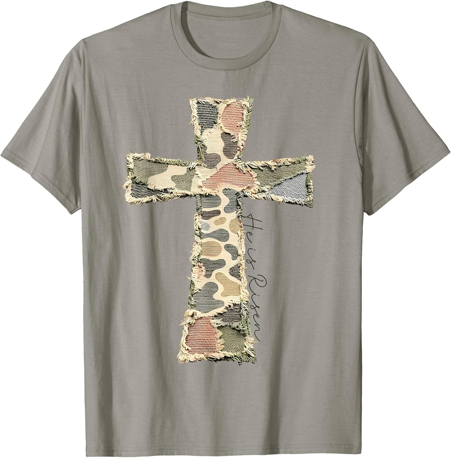 Easter Camo Cross He is Risen Jesus Christian Men Women T-Shirt