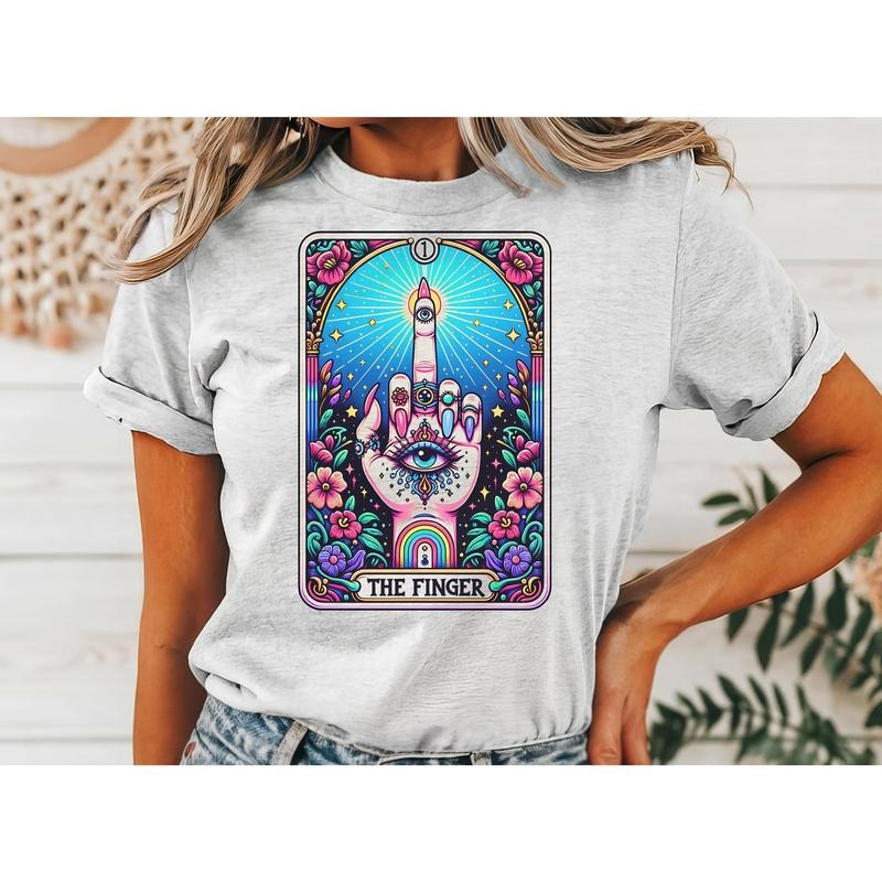 #802- The Finger, Evil Eye Tarot Card Design -  - Print Unisex Crew neck Tee T-shirt Hoodie, Sweatshirt | WearSparks.com