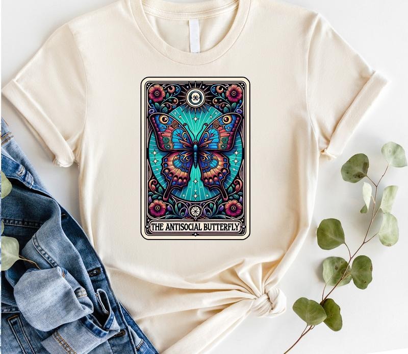 #816 - The Anti-Social Butterfly Tarot -  Print Unisex Crew neck Tee T-shirt Hoodie, Sweatshirt | WearSparks.com