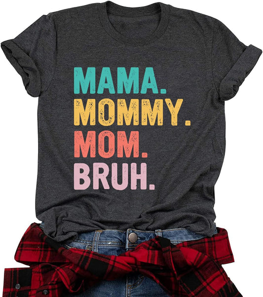 Mama Shirt for Women Mama Mommy Mom Bruh Mother's Day T Shirts Funny Short Sleeve Casual Tops Tees