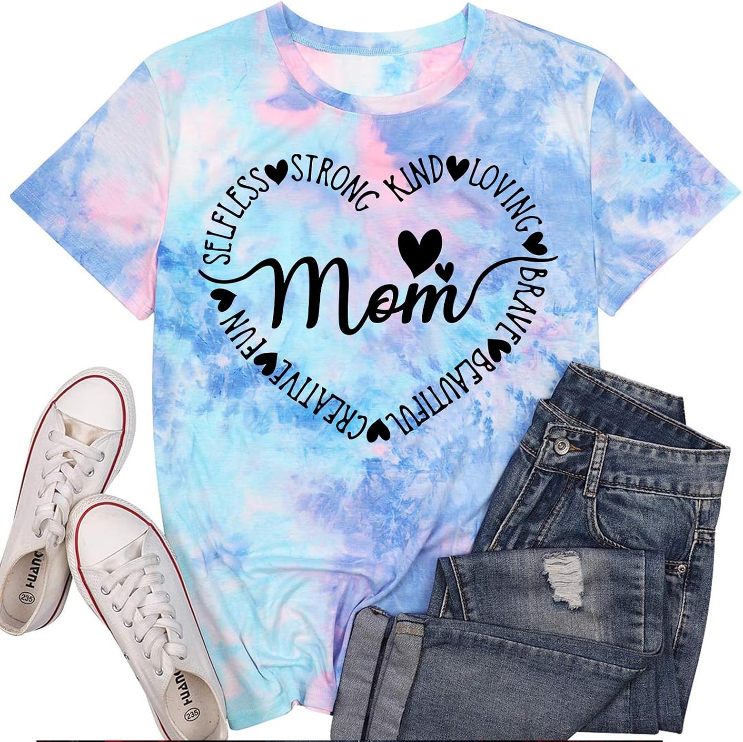 Mama Shirts for Women Mama Graphic Tees Mother's Day Tee Tops Heart Printed Mom Gifts Tshirt