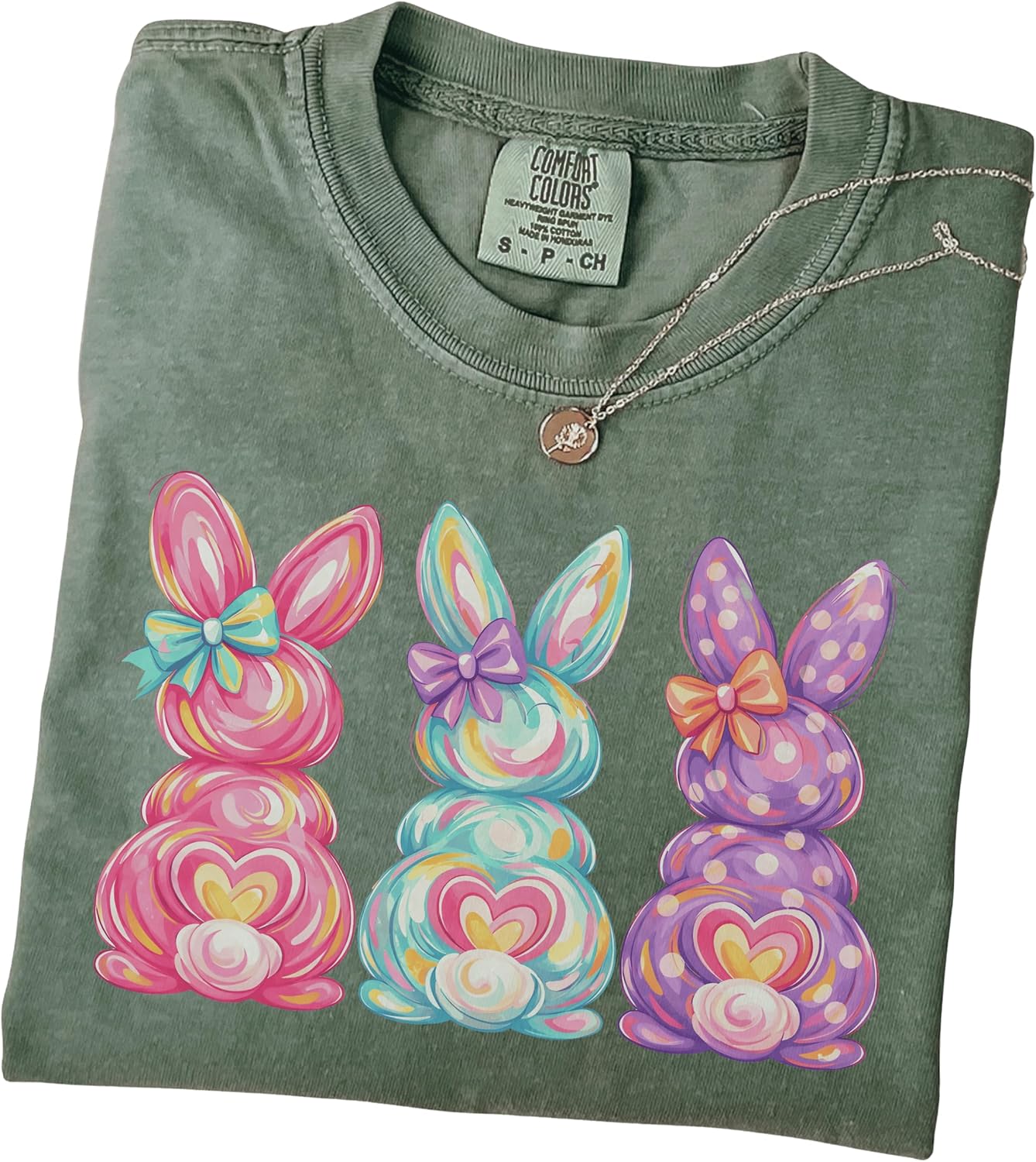 Easter Bunny Shirt Comfort Colors Tee, Pastel Bunny Shirt, Cute Spring Graphic Tee for Women, Colorful Rabbit T Shirt, Easter Gift