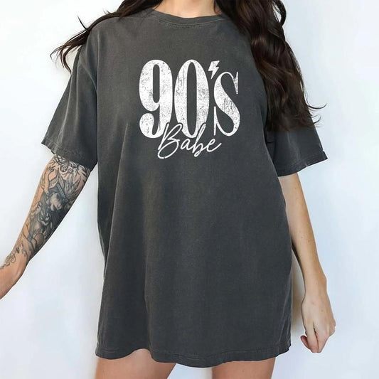 90's Babe Shirt, Women's Simple Letter Tee, Vintage Y2K Shirt For Women, Summer Vibes, 90s Girls Tees, Retro Summer...