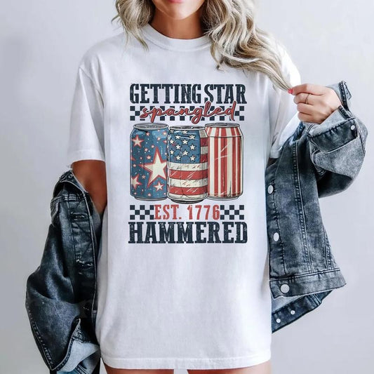 90s Graphic Style Getting Star Spangled Hammered America 4th Of July Tee Party in the USA Independence Day Gifts Unisex...