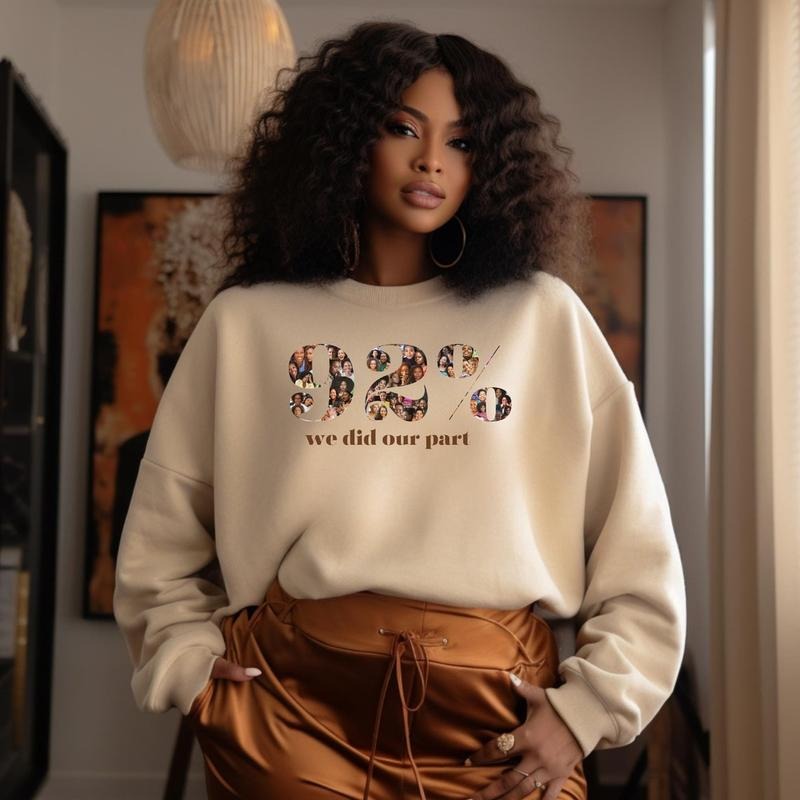 92% Black Women Sweatshirt - Fashion Casual Long Sleeve Crewneck, Statement Graphic Pullover, Trendy Street Casual...