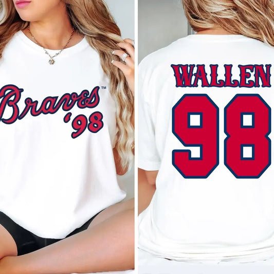 98 Braves Double Side Shirt, Wallen Country Music Shirt, Concert Shirt, Cowgirl Tee, Country Girl Shirt, Braves 98 Shirt,...