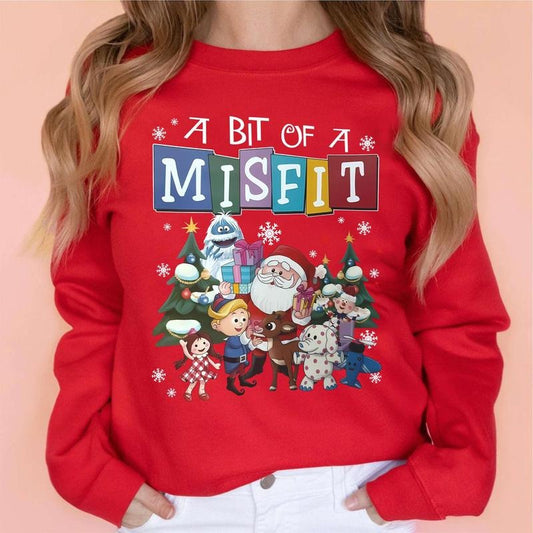 A Bit of A Misfit Shirt, Rudolph Red-nosed Reindeer Sweatshirt, Rudolph Xmas Shirt, Rudolph Christmas Movie Shirt,...