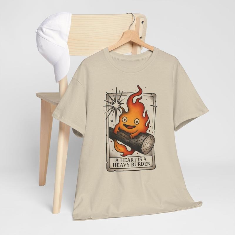 A Heart's A Heavy Burden Tshirt, Howls Moving Castle Shirt, Calcifer Shirt, Sophie and Howl Shirt, Studio Ghibli, Hayao...