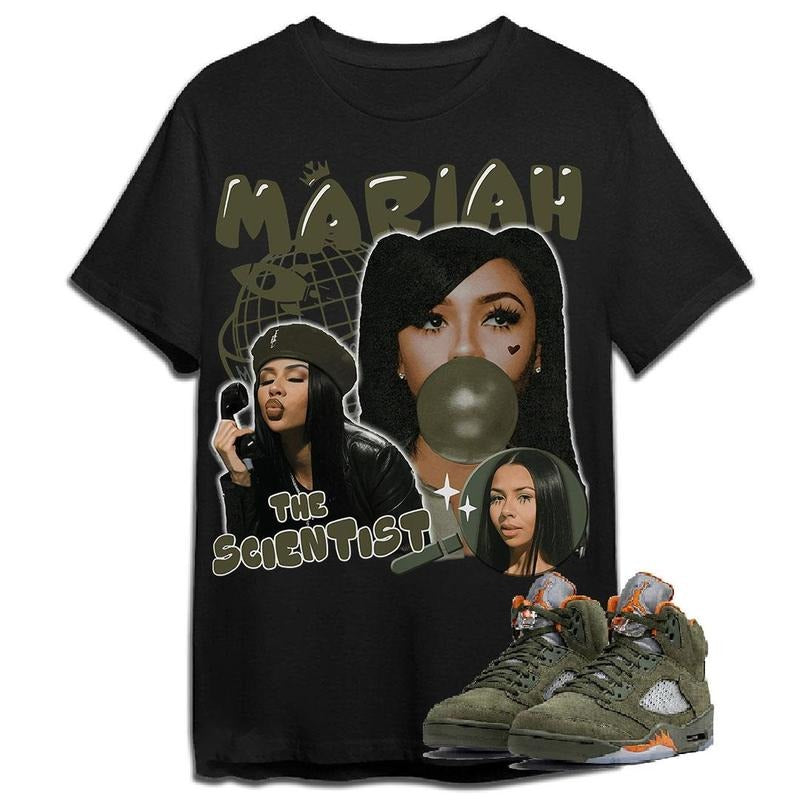A J 5 Olive Unisex Shirt, Mariah TS, Shirt To Match Sneaker Color Black, Sweatshirt, Hoodie | WearSparks.com