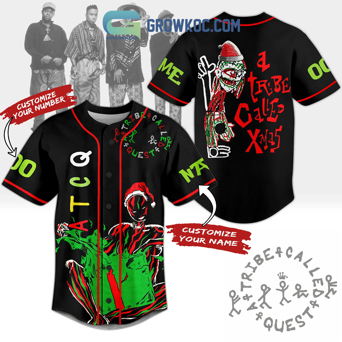 A Tribe Called Quest ATCQ A Tribe Called Xmas Christmas Winter Holiday Custom Name Number Personalized Baseball Jersey
