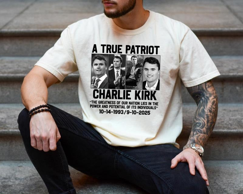 A True Patriot Charlie Kirk Sweatshirt, Republican Shirt, Patriotic American, Rest in Peace Charlie, Charlie Kirk...