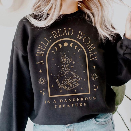 A Well Read Woman Bookish Sweatshirt, Book Sweatshirt, Reading Sweatshirt, Literature Shirt, Librarian Shirt, Bookish...