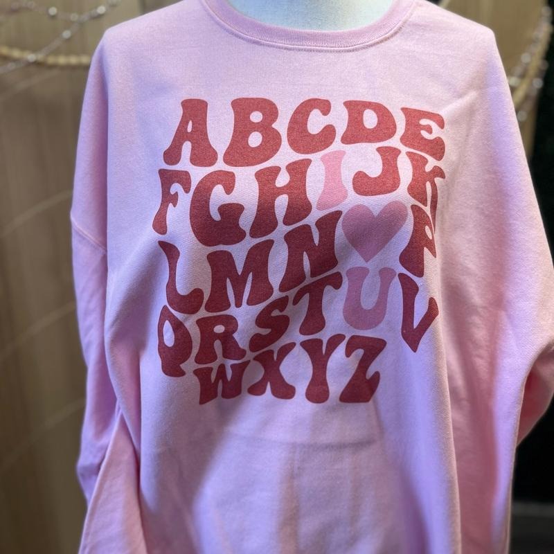 ABCDE I Love You Unisex Fit Sweatshirt  or Tee - Pink Sweatshirt - Valentines Day Sweatshirt Hoodie | WearSparks.com