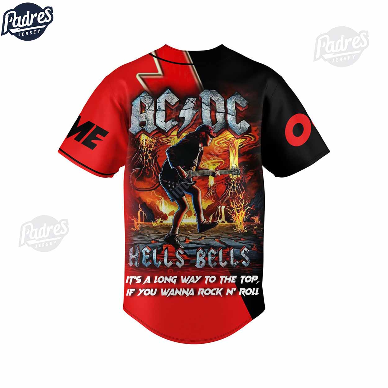 ACDC Hells Bells Custom Baseball Jersey - Padres Jersey Oasis: Elevate Your Baseball Style Game T-Shirts,... (Image 3)