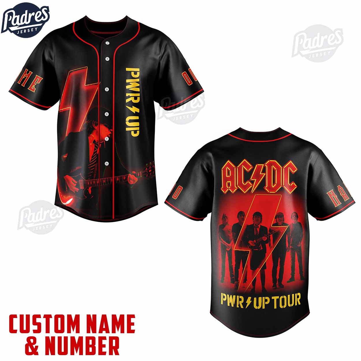 ACDC PWR UP Tour 2024 Custom Baseball Jersey - Padres Jersey Oasis: Elevate Your Baseball Style Game T-Shirts,... (Image 1)