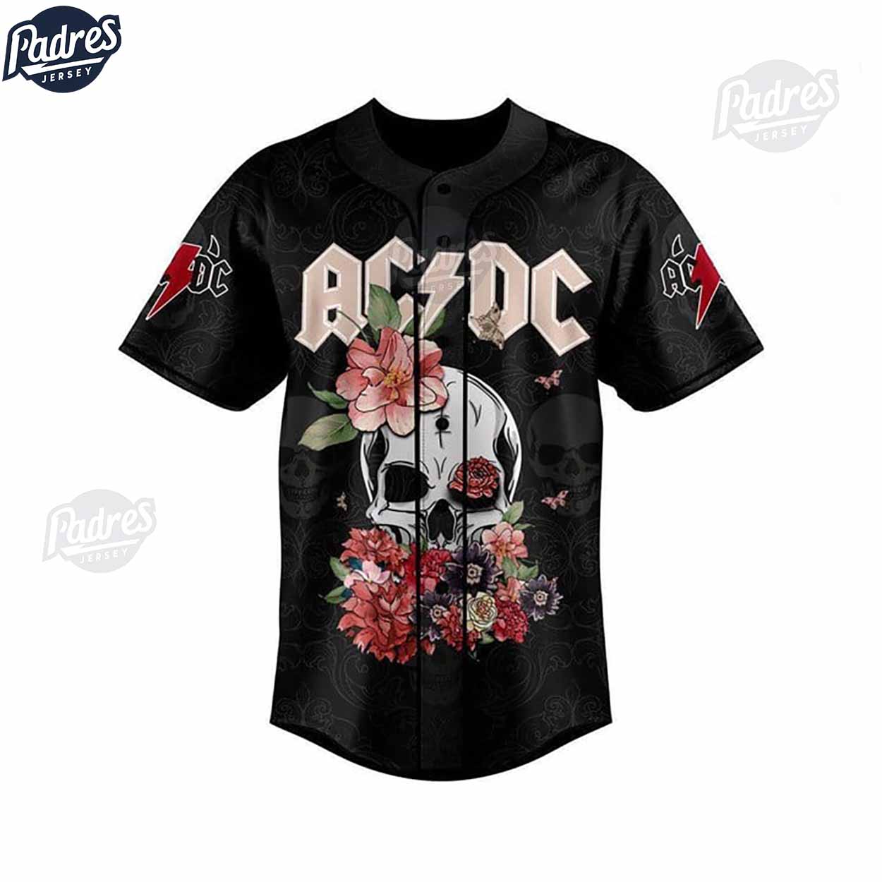 ACDC Skull Flower Custom Baseball Jersey - Padres Jersey Oasis: Elevate Your Baseball Style Game T-Shirts, Hoodie, Sweatshirt