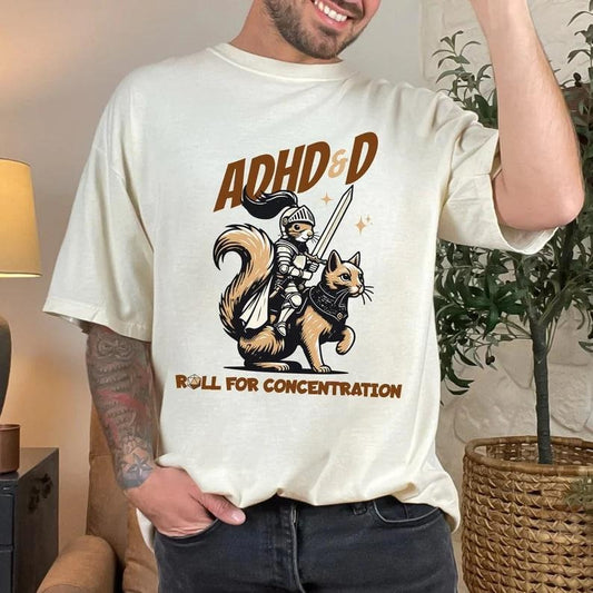 ADHD&D Roll for Concentration T-Shirt Sweatshirt, Dungeons and Dragons Dnd T-shirt, DnD Vintage Tee, ADHD Unisex shirt,...
