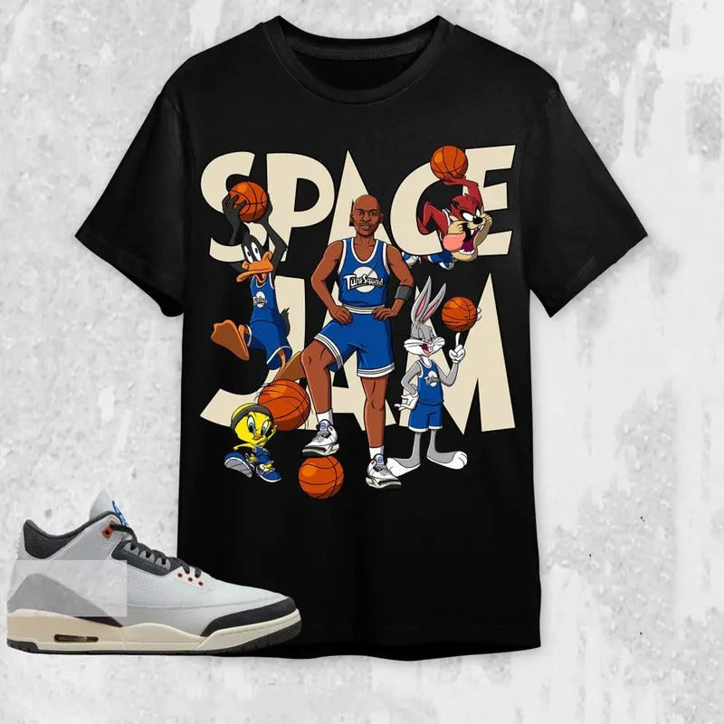 AJ 3 Q54 Unisex T-Shirt, MJ Tune Squad Tees, Shirt To Match Sneaker color Black Hoodie, Sweatshirt | WearSparks.com