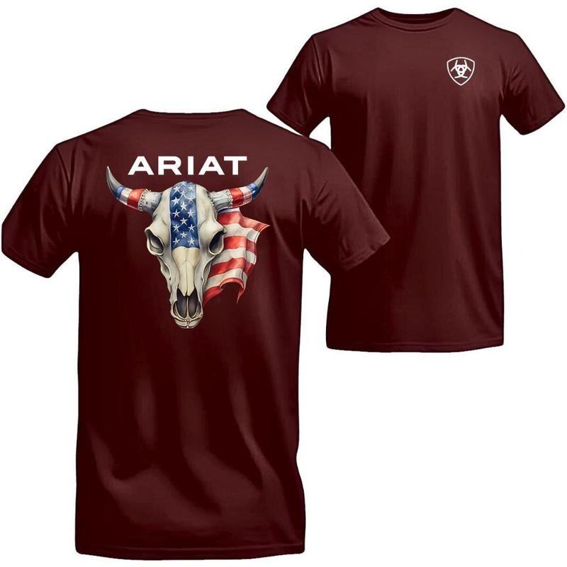 ARIAT Tshirt with Bold Bull Skull Design, Unisex Tshirt, Unisex shirt, Ariat TShirt, Ariat Tshirt Cotton Menswear...