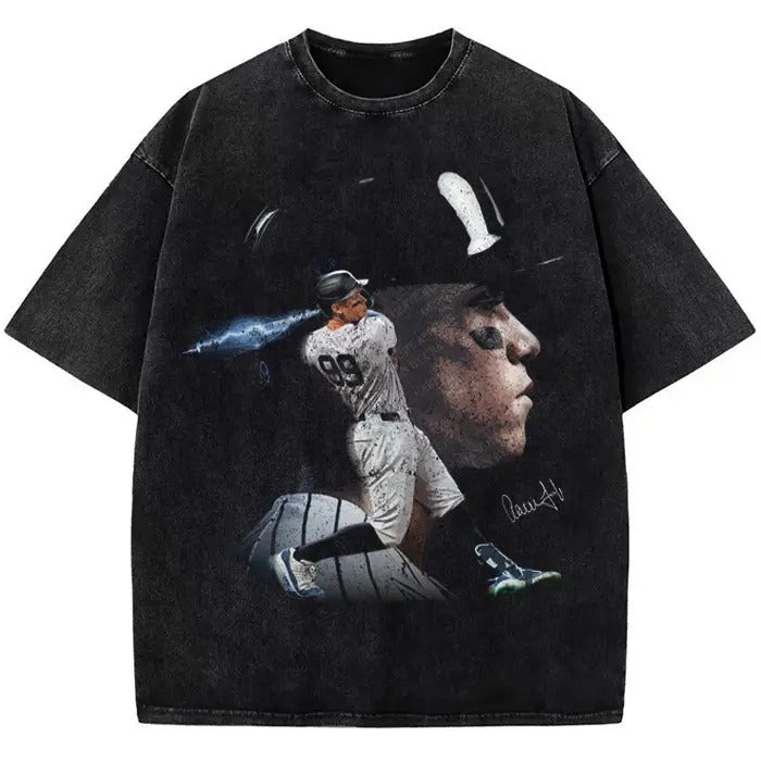 Aaron New York Custom Comic Style Baseball Custom Graphic T-Shirt Crewneck Cotton Menswear Top Hoodie, Sweatshirt