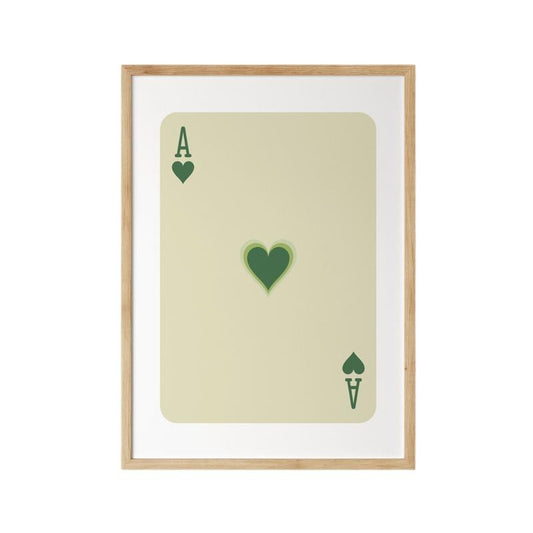 Ace Of Hearts Poster, Green Retro Wall Art, Bar Cart Wall Decor Art, Gifts For Her Women Wall Art Decor, Poster Prints No...