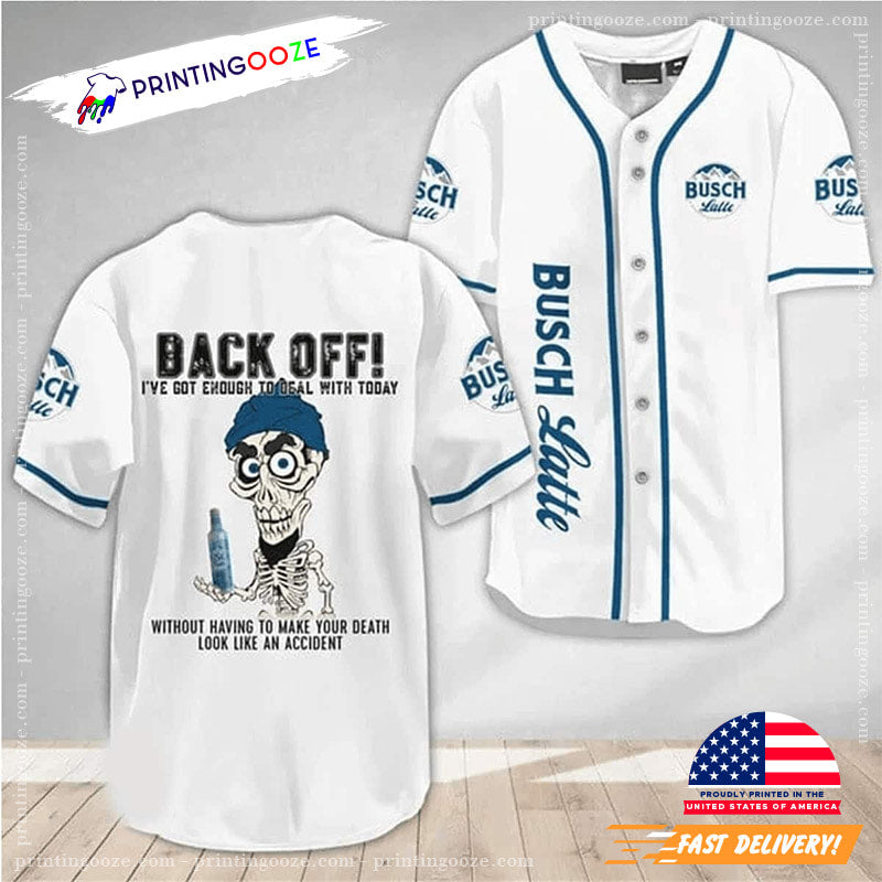 Achmed Back Off With Busch Latte Baseball Jersey