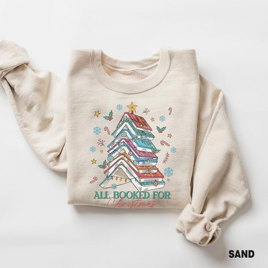 Acotar All Booked For Christmas Shirt, Bookworm Christmas Sweater, Christmas Book Tree Sweatshirt, Booktok Christmas,...