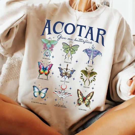 Acotar Butterflies Sweatshirt, Acotar Give Me Butterflies T-Shirt, Velaris The Night Court Shirt, Feyre And Rhysand Tee,...