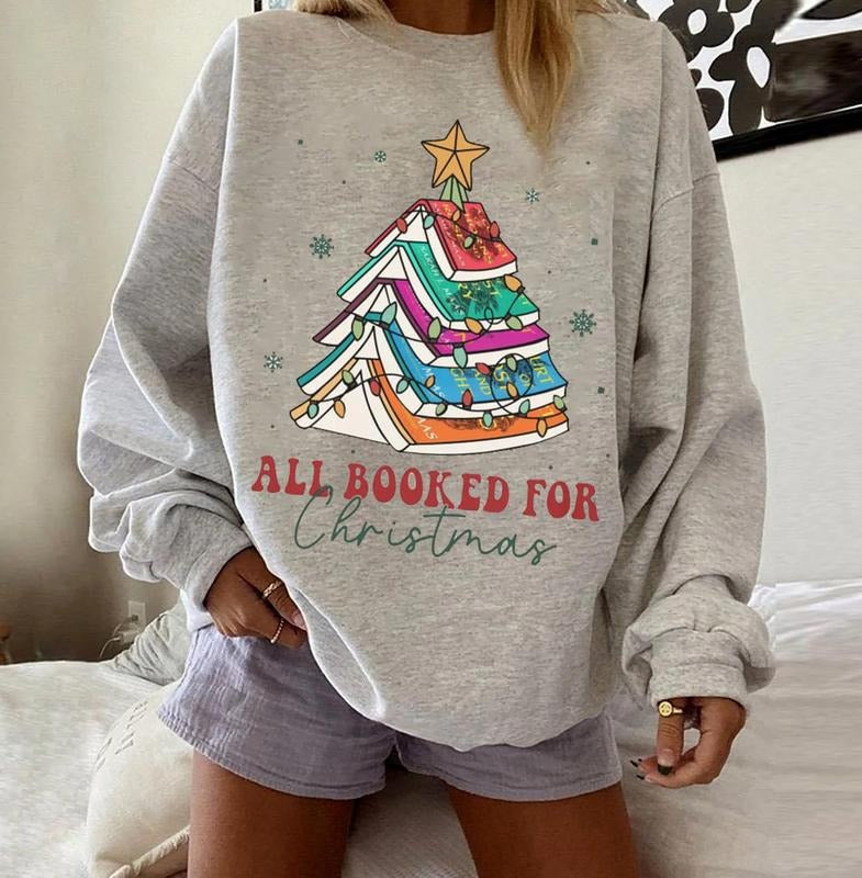 Acotar Christmas Book Tree Shirt, All Booked For Christmas Acotar Sweatshirt, SJM Book Reader T-Shirt, Bookish Xmas...