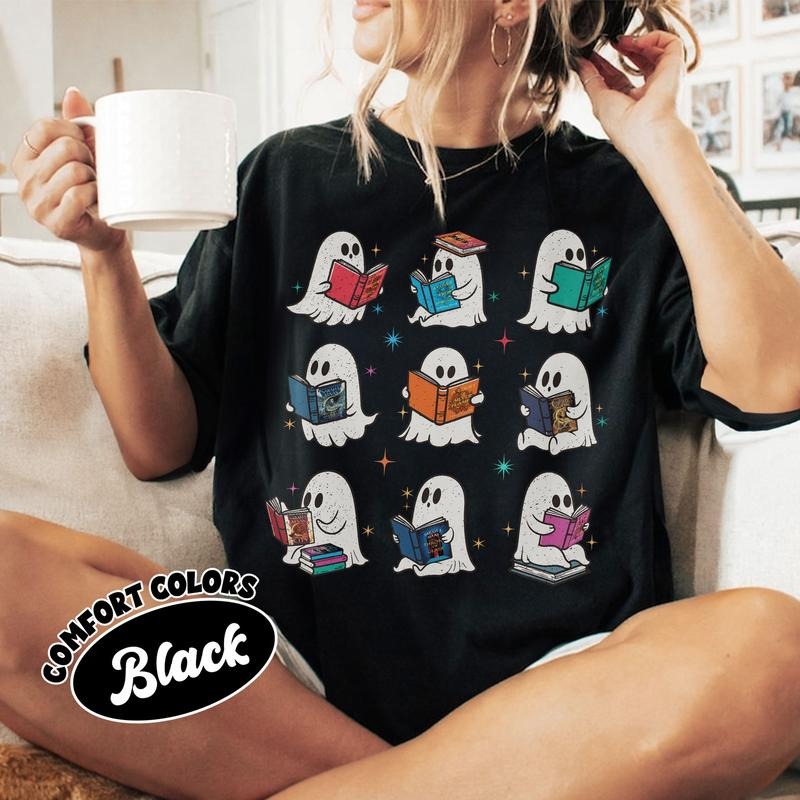 Acotar Ghost Reading Book Comfort Colors Shirt, SJM Book Tshirt, Bookish Ghost Tee, Throne of Glass, SJM Book Reader,...