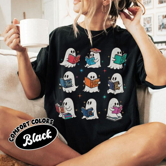 Acotar Ghost Reading Book Comfort Colors Shirt, SJM Book Tshirt, Bookish Ghost Tee, Throne of Glass, SJM Book Reader,...