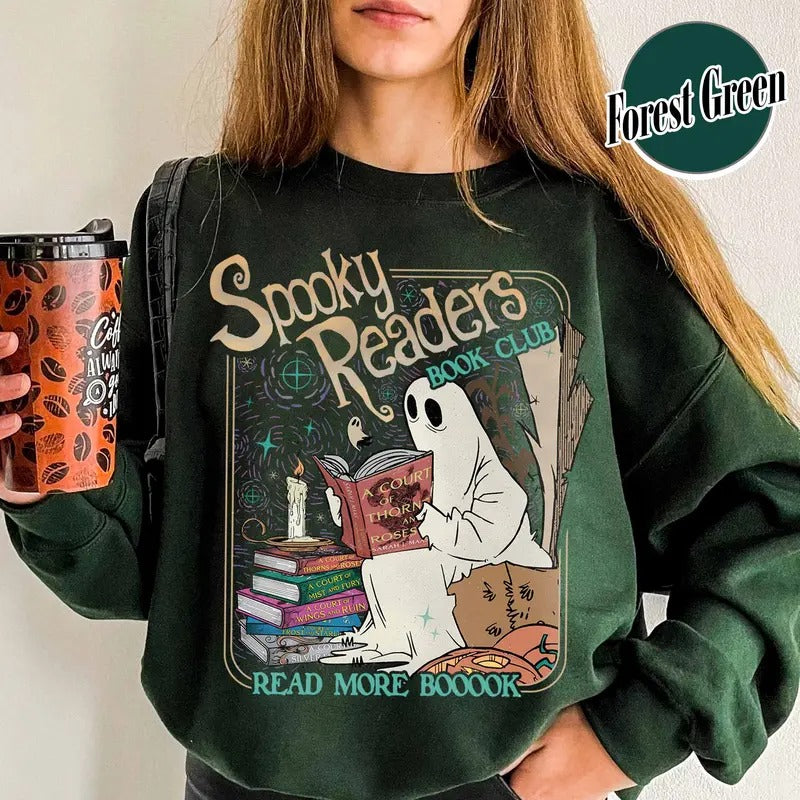 Acotar Ghost Shirt, Bookish Halloween Tee, Spooky Book Lover Shirt, Spooky Season Ghost Skeleton Shirt, Throne Of Glass,...