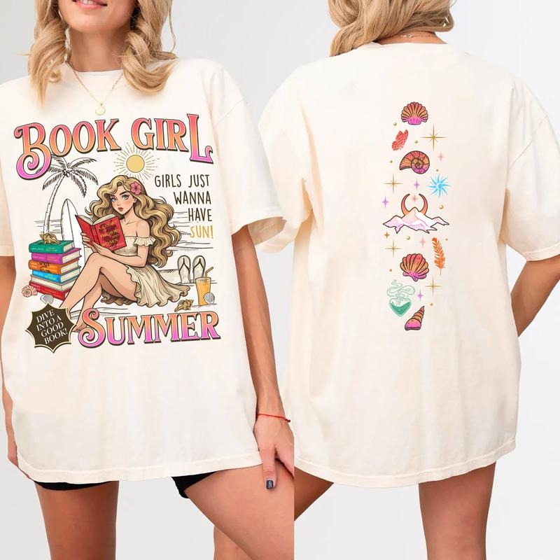 Acotar Summer Book Girl Shirt, Bookish Summer Tee, Girly Fantasy Reader T-Shirt, Velaris Tee, Summer Booktok Shirt...